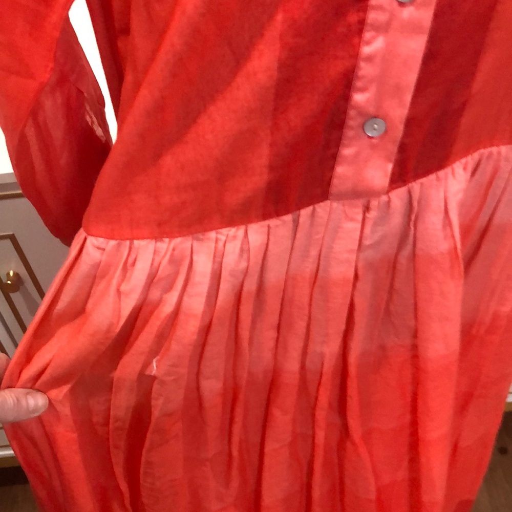 Mimi Liberté Coral Maxi Sundress with Dress Shirt Collar M/L - Picture 3 of 5